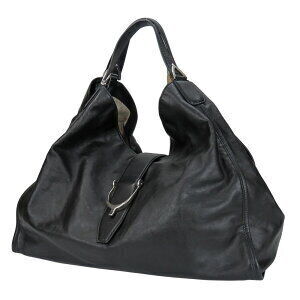 Gucci Stirrup Tote Bag Black Shoulder Leather